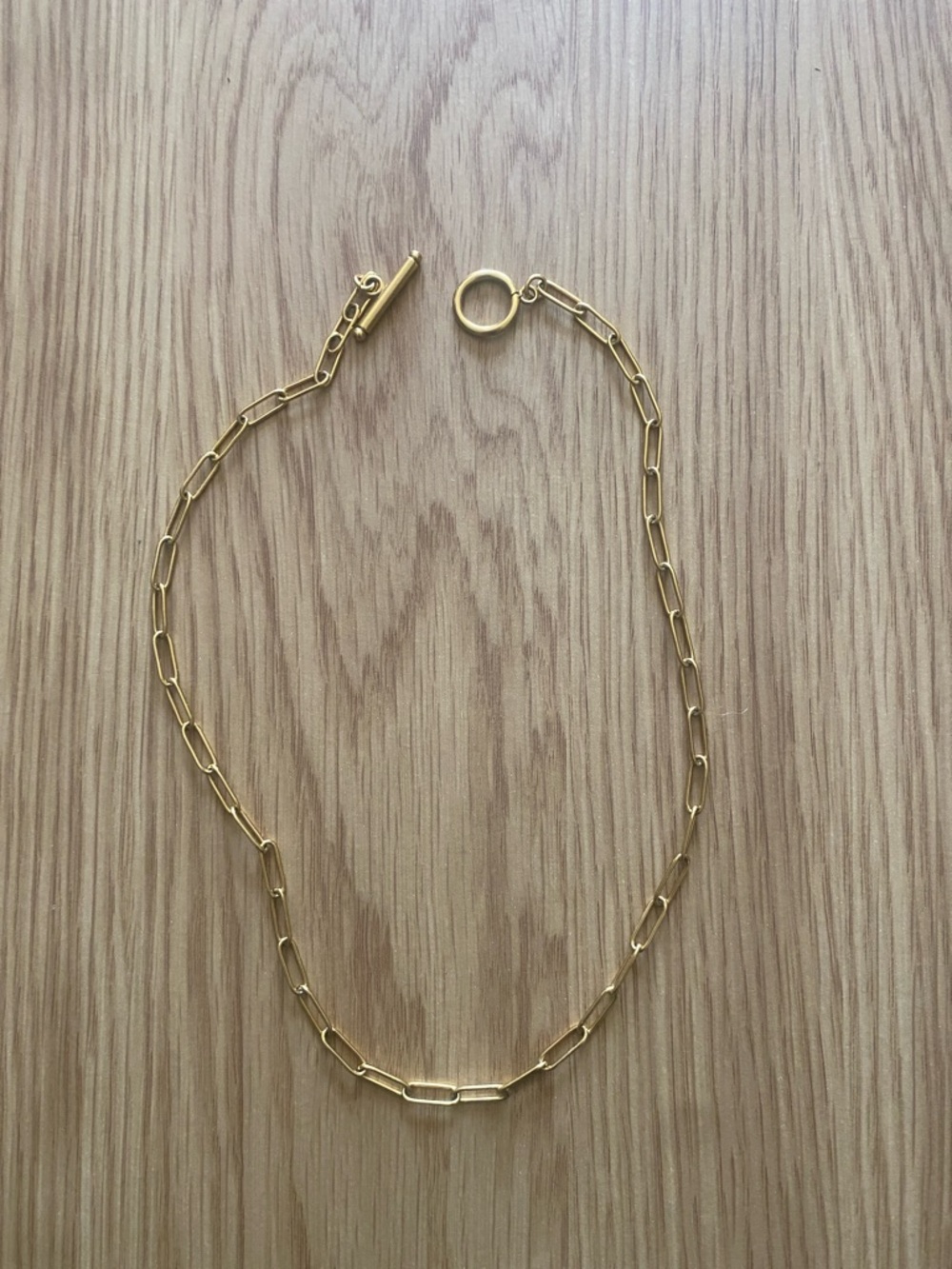 Atolea Gold Paperclip Necklace with Toggle Clasp - Picture 2 of 2